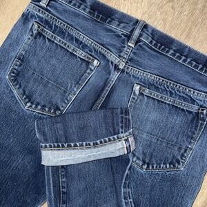 Kent And Curwen Selvedge Slim Straight Jeans Men's 34x33 Dark Blue Wash